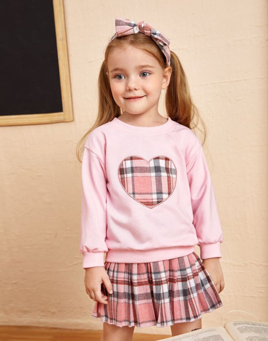 Girl Terno Sweater Tops and Skirt - Pink