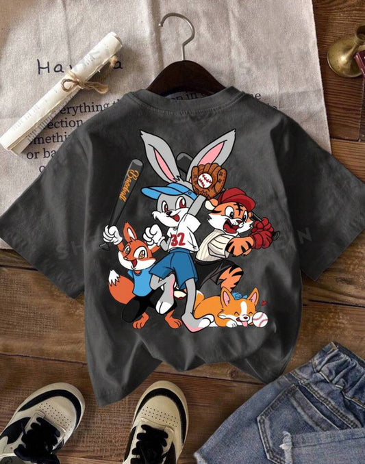 Looney Tunes Back Printed Shirts Grey