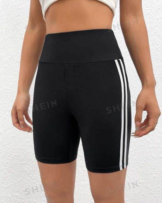 Biking Cycling Shorts White Striped Black