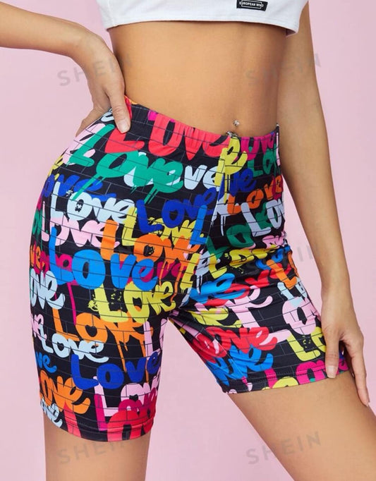 Biking Cycling Shorts Love Graffiti