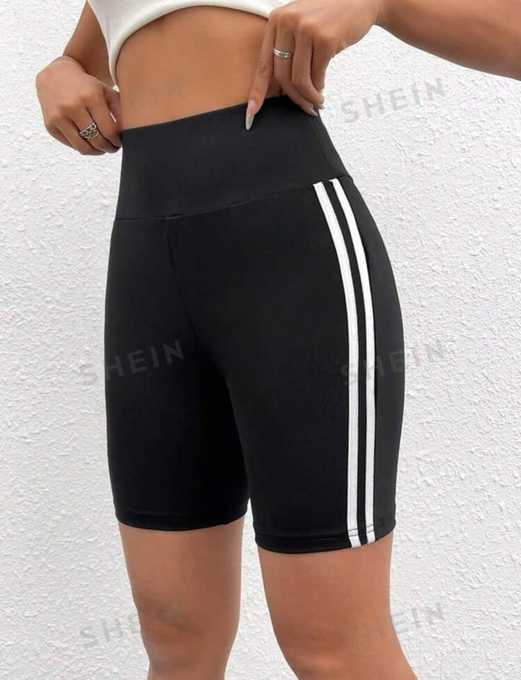 Biking Cycling Shorts White Striped Black