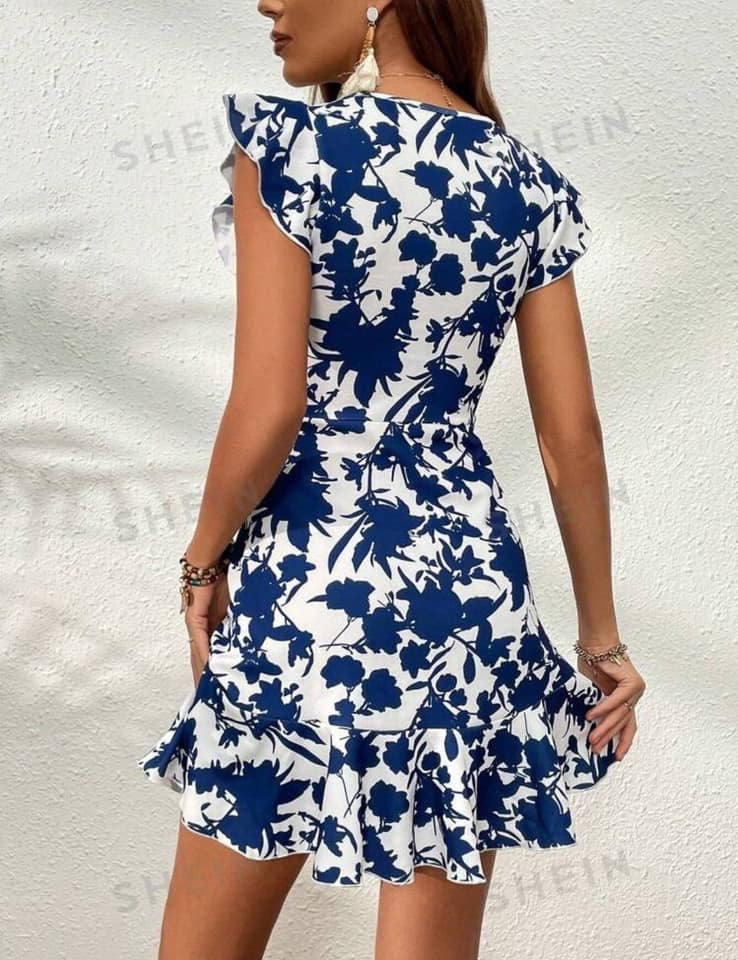 Fashion Dress Floral Print - Blue