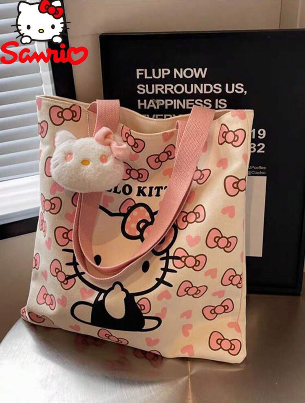 Hello Kitty Canvas Tote Bags with Charm