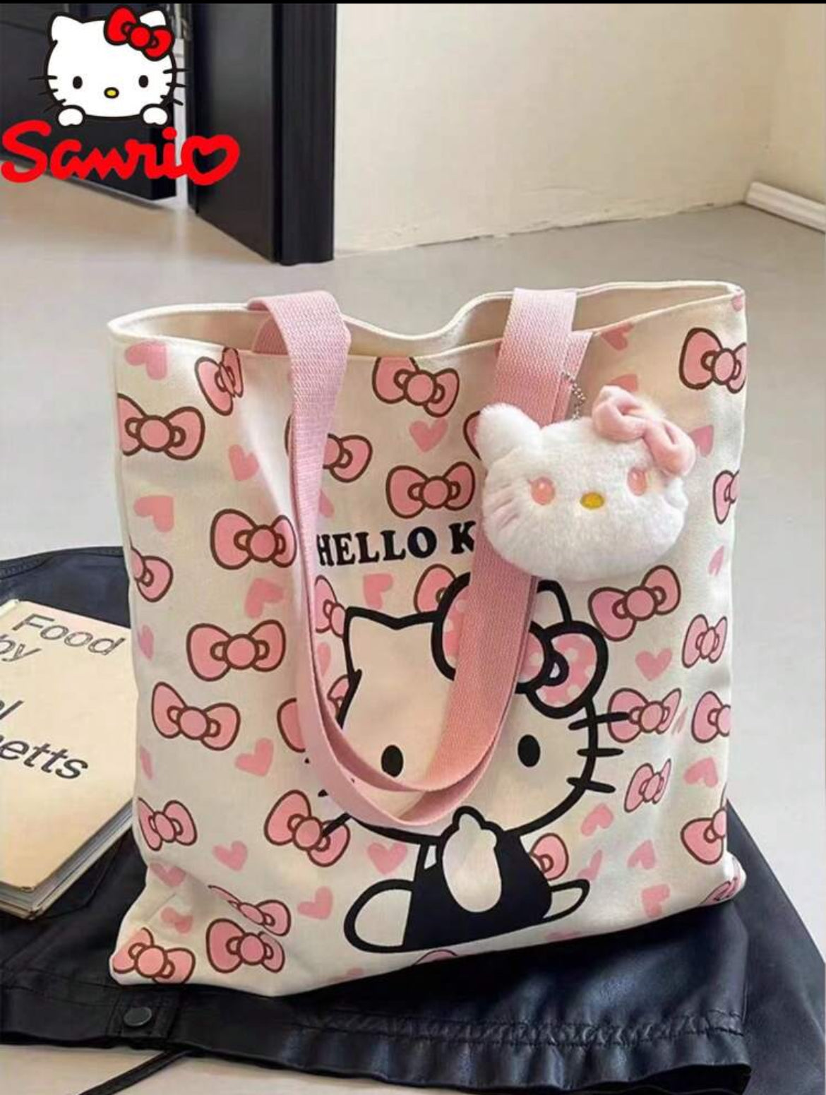 Hello Kitty Canvas Tote Bags with Charm