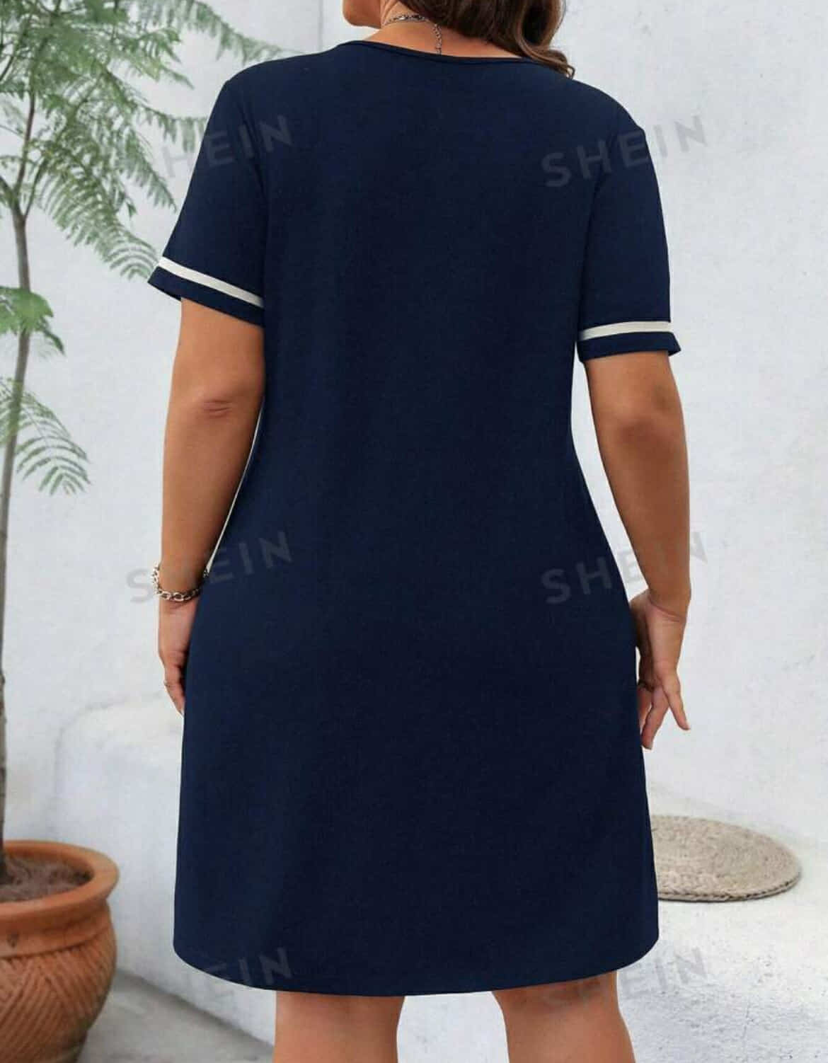 Plus Size Shirt Dress V-Neck Style