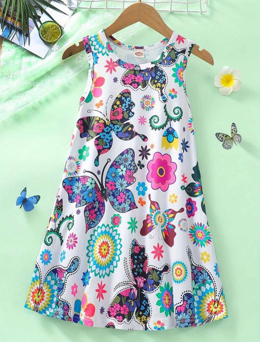 Girl's Dress  Butterfly Print