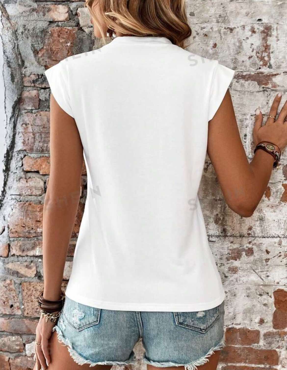 Womens Blouse Short Sleeve with Vertical Line